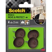 3M Echelle de pied de chaise Move & Protect, Ø 25 mm, Brun, pack de 4