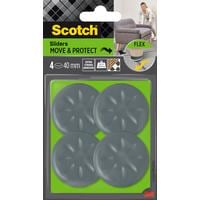 3M Patins de meubles Flexibal, Ø 40 mm, Gris, pack de 4