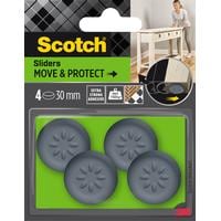 3M Echelle de pied de chaise Move & Protect, Ø 30 mm, Gris, pack de 4