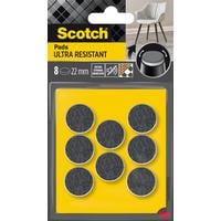 3M Patins en feutre Ultra Resistant, Ø 22 mm, Gris, paquet de 8