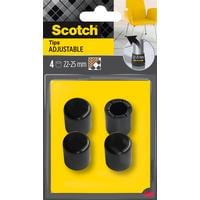 3M Echelle de pied de chaise Adjustable, Ø 22-25 mm, Noir, pack de 4