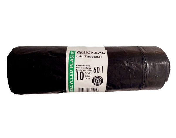 Sacs à ordures ECO avec lien coulissant sans perforation - 60 litres