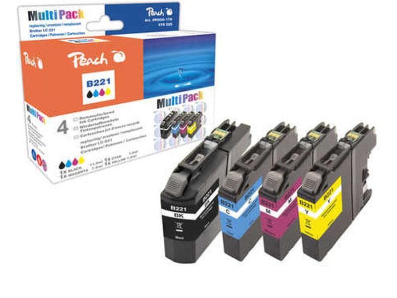 Peach Kits d'encre Brother LC-221 noir/Cyan/Magenta/Yellow