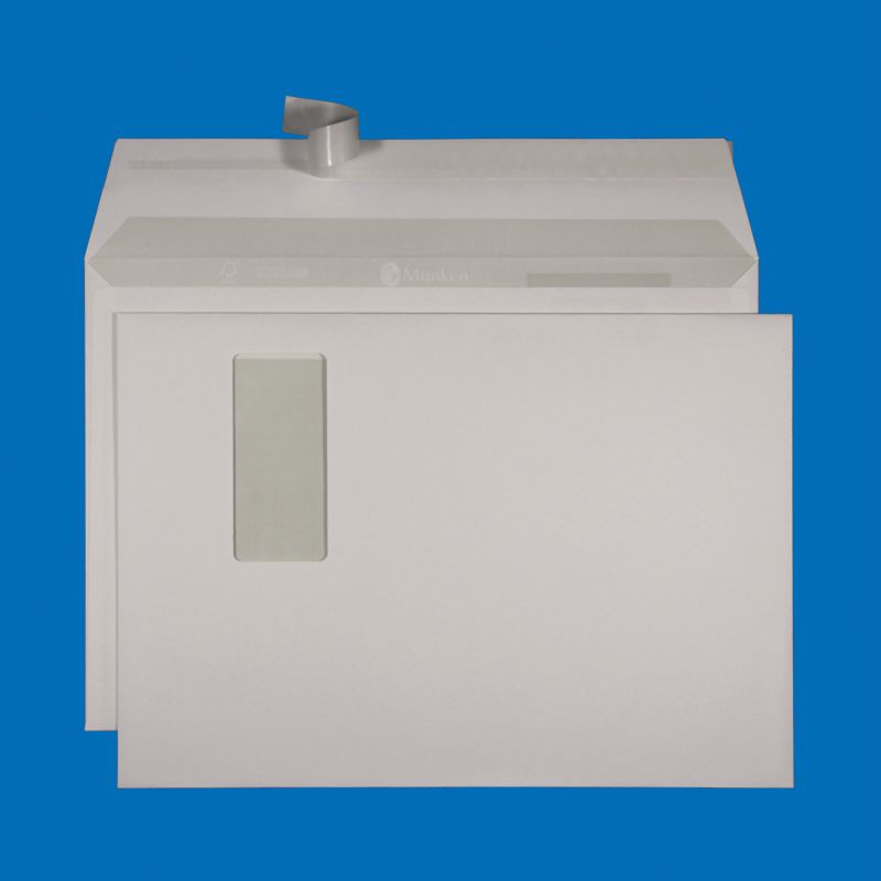 Enveloppes C4 Munken Polar patte auto-adhésive avec hotmelt (certifié FSC®), fenêtre à droite SN