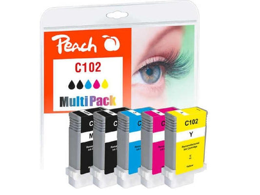 Peach Encre Canon PFI-102 BK, MBK, C, M, Y