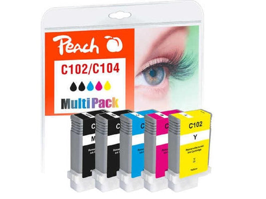 Peach Encre Canon PFI-102 / 104M BK, MBK, C, M, Y