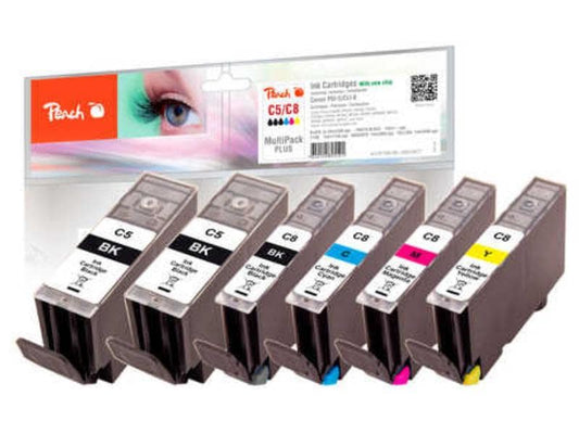 Peach Encre Canon GI-5 / CLI-8 2x BK, 1x PBK, 1x C, 1x M, 1x Y
