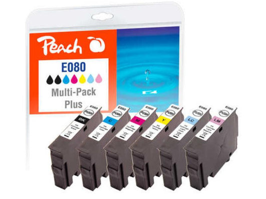 Peach Encre Epson T0807 2x BK, 1x C, 1x M, 1x Y, 1x LC, 1x LM
