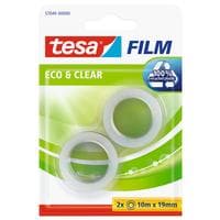 tesa Ruban adhésif Eco & Clear 19 mm x 10 m, Transparent, 2 Rouleaux
