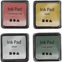 Creativ Company Tampon encreur Ink Pad or, vert, rouge, argent