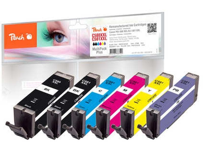 Peach Kits d'encre Canon PGI-580XXL / CLI-581XXL BK, PBK, PB, C, M, Y