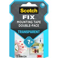 Scotch Ruban de montage Scotch-Fix, 19 mm x 1.5 m, 1 rouleau, Transparent