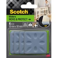 3M Patins pour meubles Move & Protect, 50 mm x 50 mm, Gris, paquet de 4