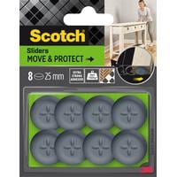 3M Echelle de pied de chaise Move & Protect, Ø 25 mm, Gris, paquet de 8