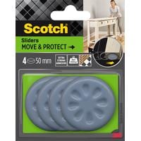 3M Patins pour meubles Move & Protect, Ø 50 mm, Gris, pack de 4
