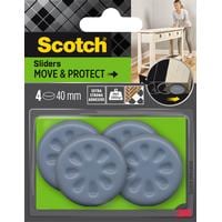 3M Patins pour meubles Move & Protect, Ø 40 mm, Gris, pack de 4