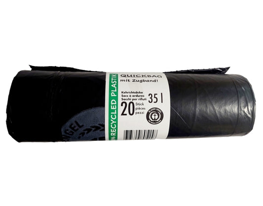 Sacs à ordures ECO avec lien coulissant sans perforation - 35 litres