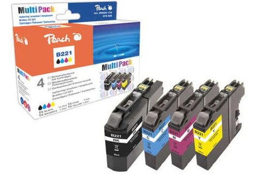 Peach Kits d'encre Brother LC-221 noir/Cyan/Magenta/Yellow