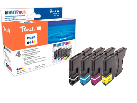 Peach Kits d'encre Brother LC-985 XL C/M/Y/BK