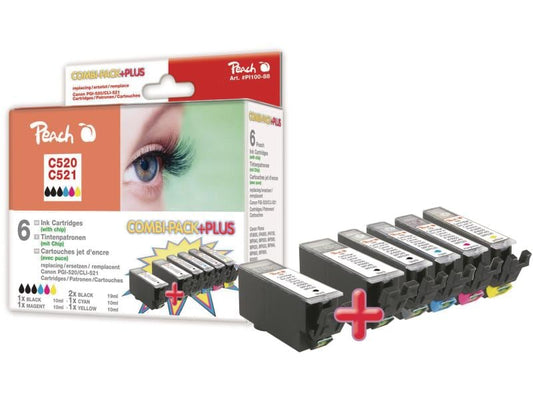 Peach Kits d'encre Canon PGI-520XL / CLI-521XL C/M/Y/BK