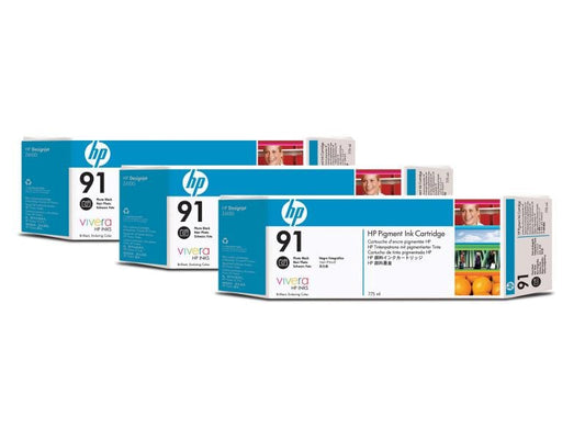 HP Encre Nr. 91 (C9481A) Photo Black (paquet de 3)