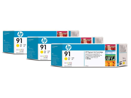 HP Encre Nr. 91 (C9485A) Yellow (paquet de trois)