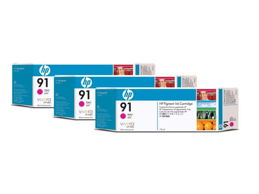 HP Encre Nr. 91 (C9484A) Magenta (paquet de 3)