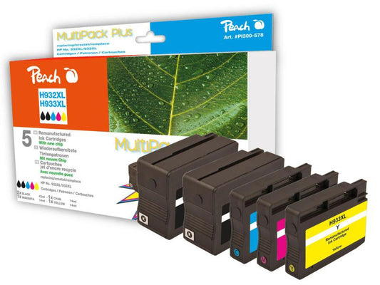 Peach Kits d'encre HP Nr. 932XL / 933XL C, M, Y, 2x BK