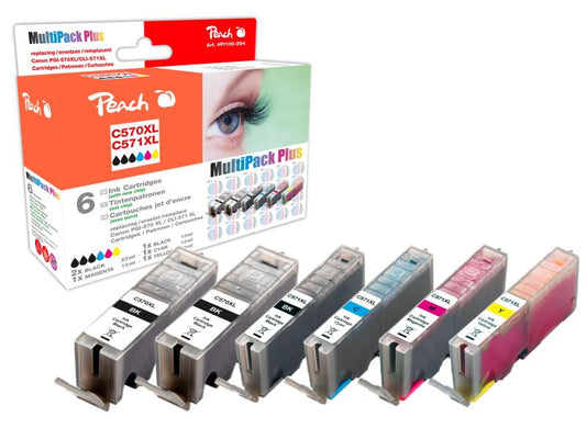 Peach Kits d'encre Canon PGI-570XL / CLI-571XL C, M, Y, 3x BK