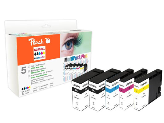 Peach Kits d'encre Canon PGI-2500 C, M, Y, 2x BK