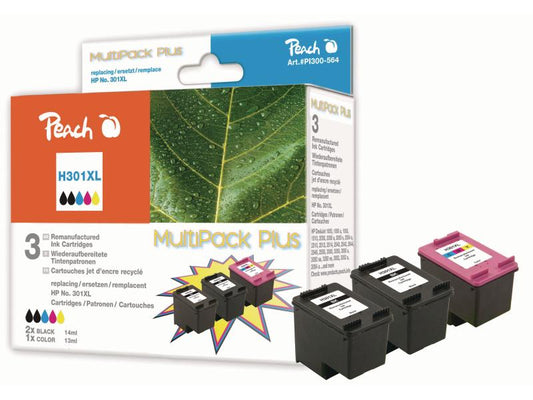 Peach Kits d'encre HP Nr. 301XL Couleur, 2x BK