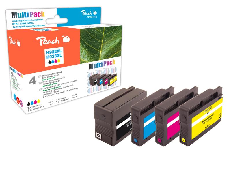 Peach Kits d'encre HP Nr. 932XL / 933XL BK, C, M, Y