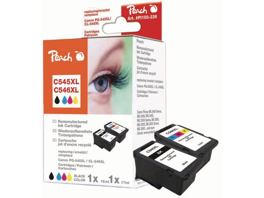 Peach Kits d'encre Canon PG-545XL / CL-546XL BK, C, M, Y