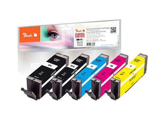 Peach Kits d'encre Canon PGI-580XXL / CLI-581XXL BK, PBK, C, M, Y
