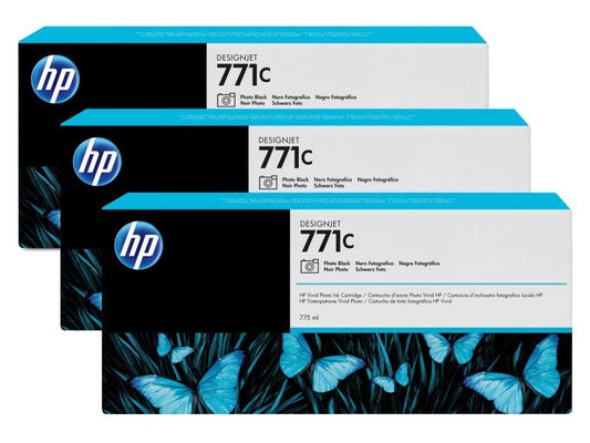 HP Encre Nr. 771C (B6Y37A) Photo Black (paquet de 3)