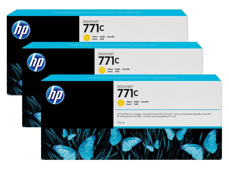 HP Encre Nr. 771C (B6Y34A) Yellow (paquet de 3)