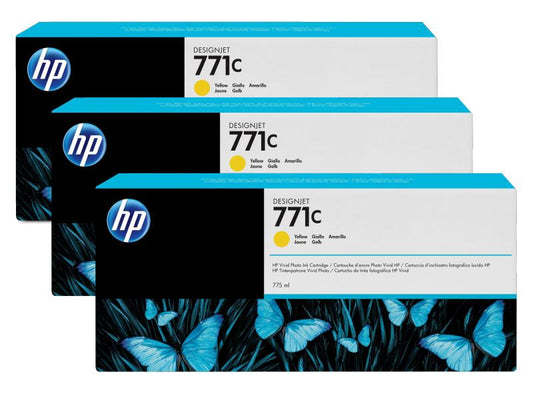 HP Encre Nr. 771C (B6Y34A) Yellow (paquet de 3)