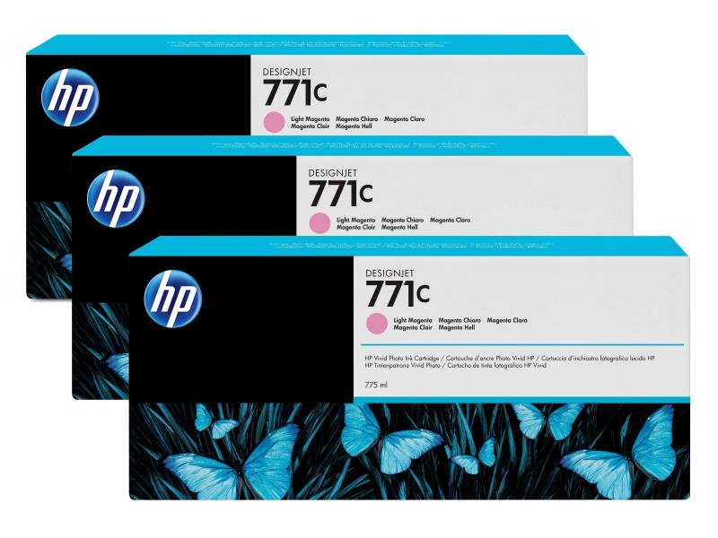 HP Encre Nr. 771C (B6Y35A) Light Magenta (paquet de 3)