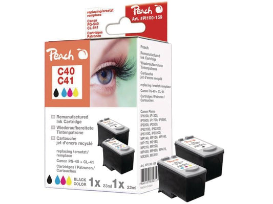 Peach Kits d'encre Canon PG-40 / CL-41 BK, C, M, Y