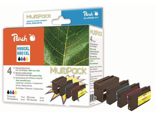 Peach Kits d'encre HP n° 950XL/951XL BK, C, M, Y