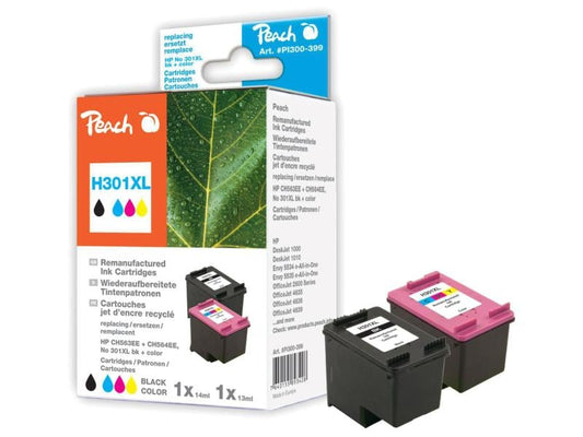 Peach Kits d'encre HP Nr. 301XL (CH563EE/CH564EE) BK, C, M, Y