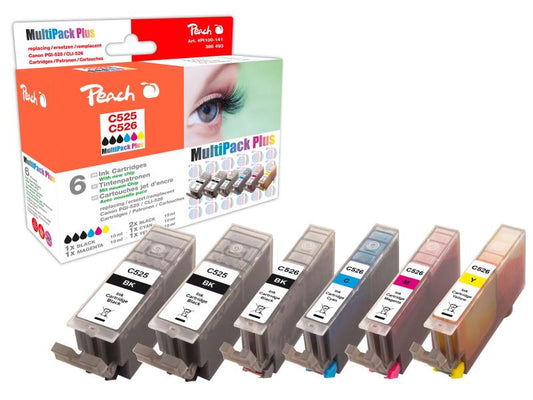 Peach Kits d'encre Canon CLI-526/PGI-525 BK/C/M/Y