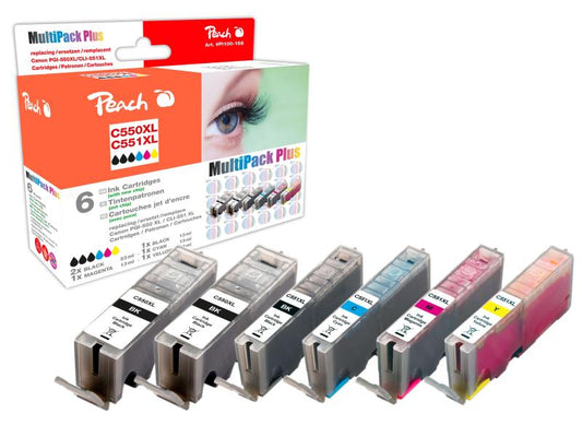 Peach Kits d'encre Canon PGI-550 / CLI-551 C, M, Y, 3x BK