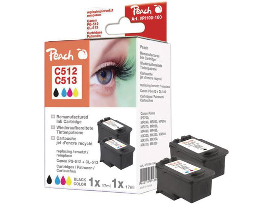 Peach Kits d'encre Canon PG-512 / CL-513 BK, C, M, Y