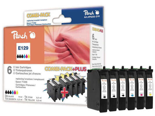 Peach Kits d'encre Epson T1295 C, M, Y, 3x BK