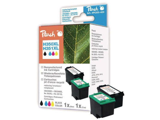 Peach Kits d'encre HP Nr. 350XL (CB336EE/CB338EE) BK, C, M, Y