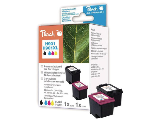 Peach Kits d'encre HP Nr. 901XL (CC654AE/CC656AE) BK, C, M, Y