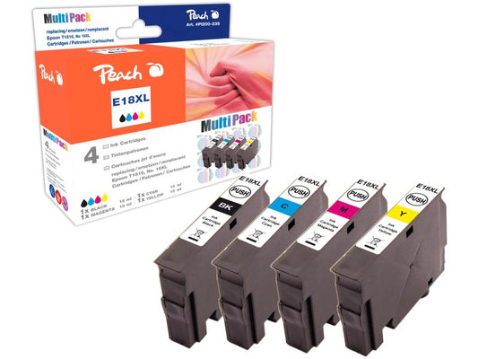 Peach Kits d'encre Epson T1811-T1814 BK, C, M, Y