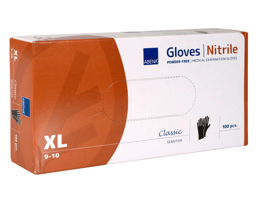 42107/1 ABENA Classic Nitrile Gloves Size XL, 100 Pieces Black, Powder-Free 