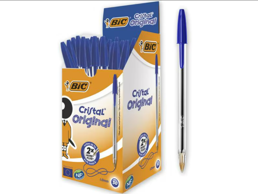 BIC Stylo bille Cristal Original 0.32 mm Bleu, 50 pièces